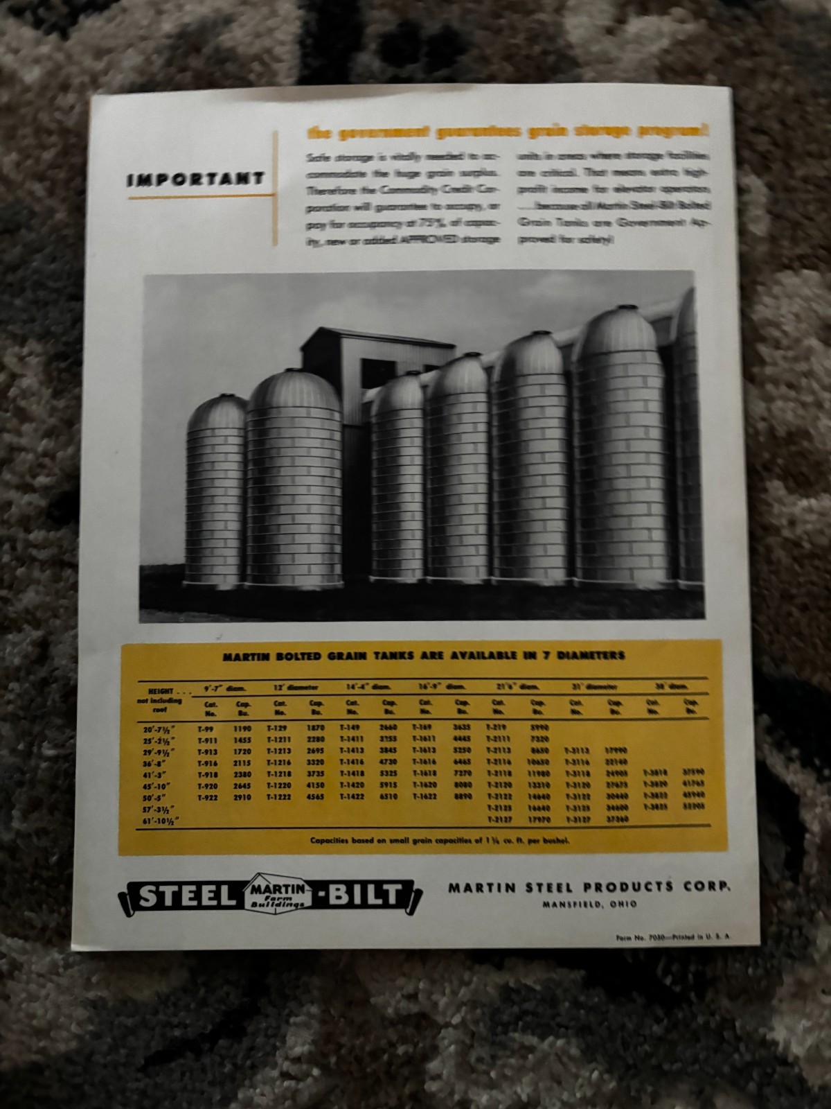 Martin Steel-Bilt Bolted Grain Tanks Silos For 1950 Brochure DCPA26