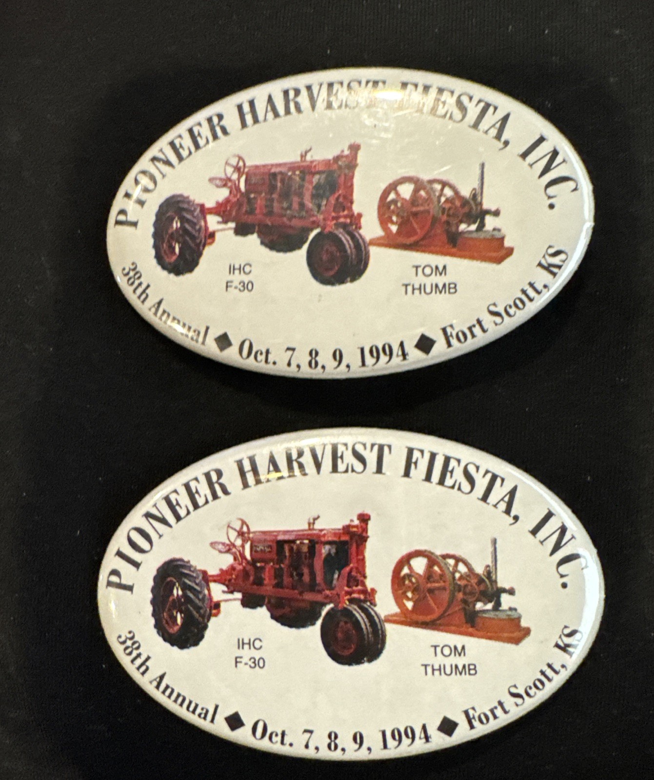 Collectable, Vintage Pioneer Harvest Fiesta, Inc. Fort Scott Kansas Button, 1994
