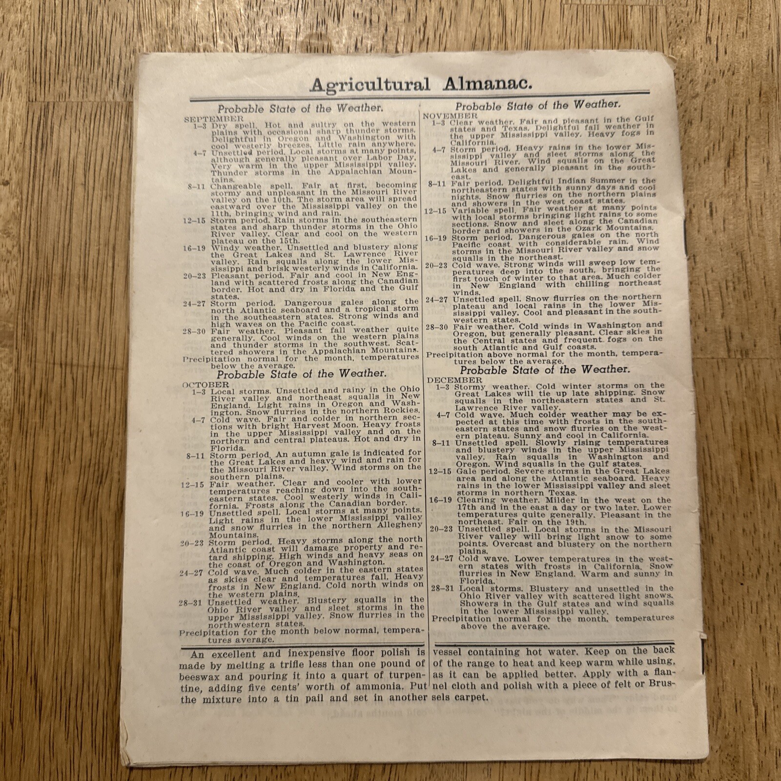 Vintage 1949 Agriculltural Almanac for The Year Of Our Lord Lancaster, PA