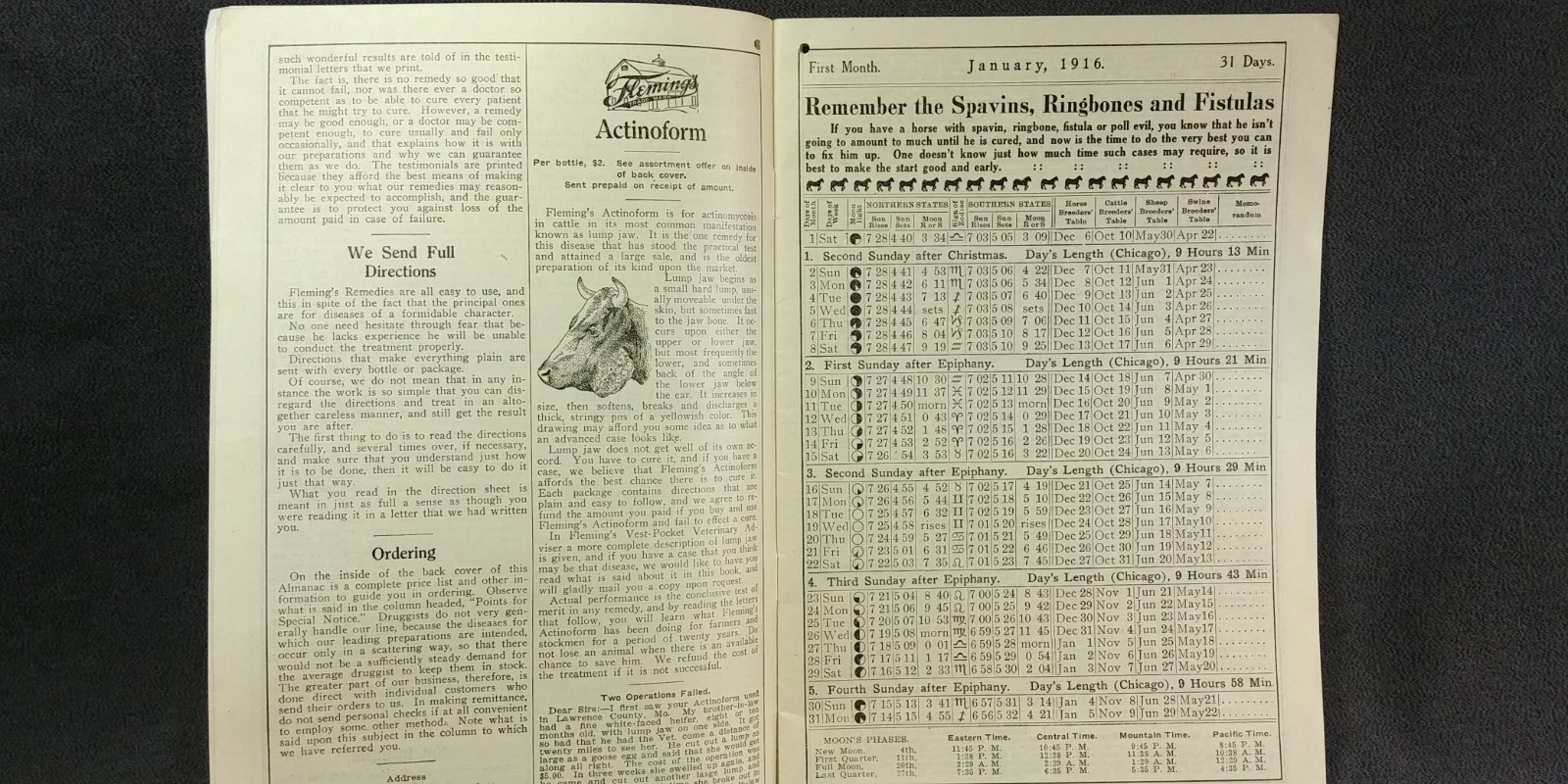&rsquo;16 Fleming Brother Farm Live Stock Almanac Ag Ad Veterinary Horse Art Print G38