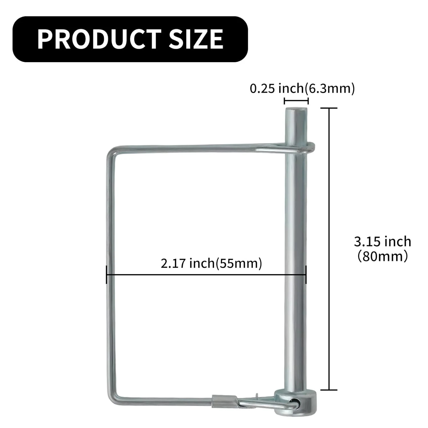 2 Pack Premium Safety Coupler Pin 1/4&Prime; x 3.15&Prime;(6.3mm x 80mm) High-Quality Traile