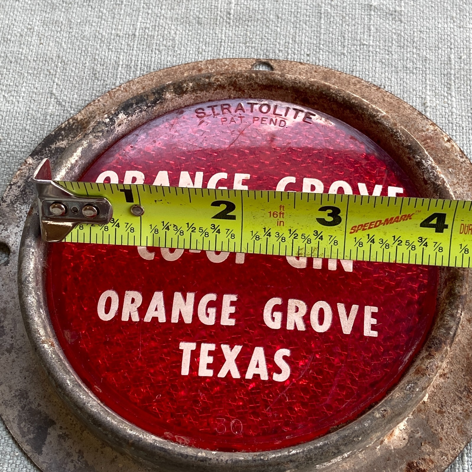 Orange Grove Texas Co-Op Cotton Gin Stratolite Reflector Tractor Truck Red 5.5”