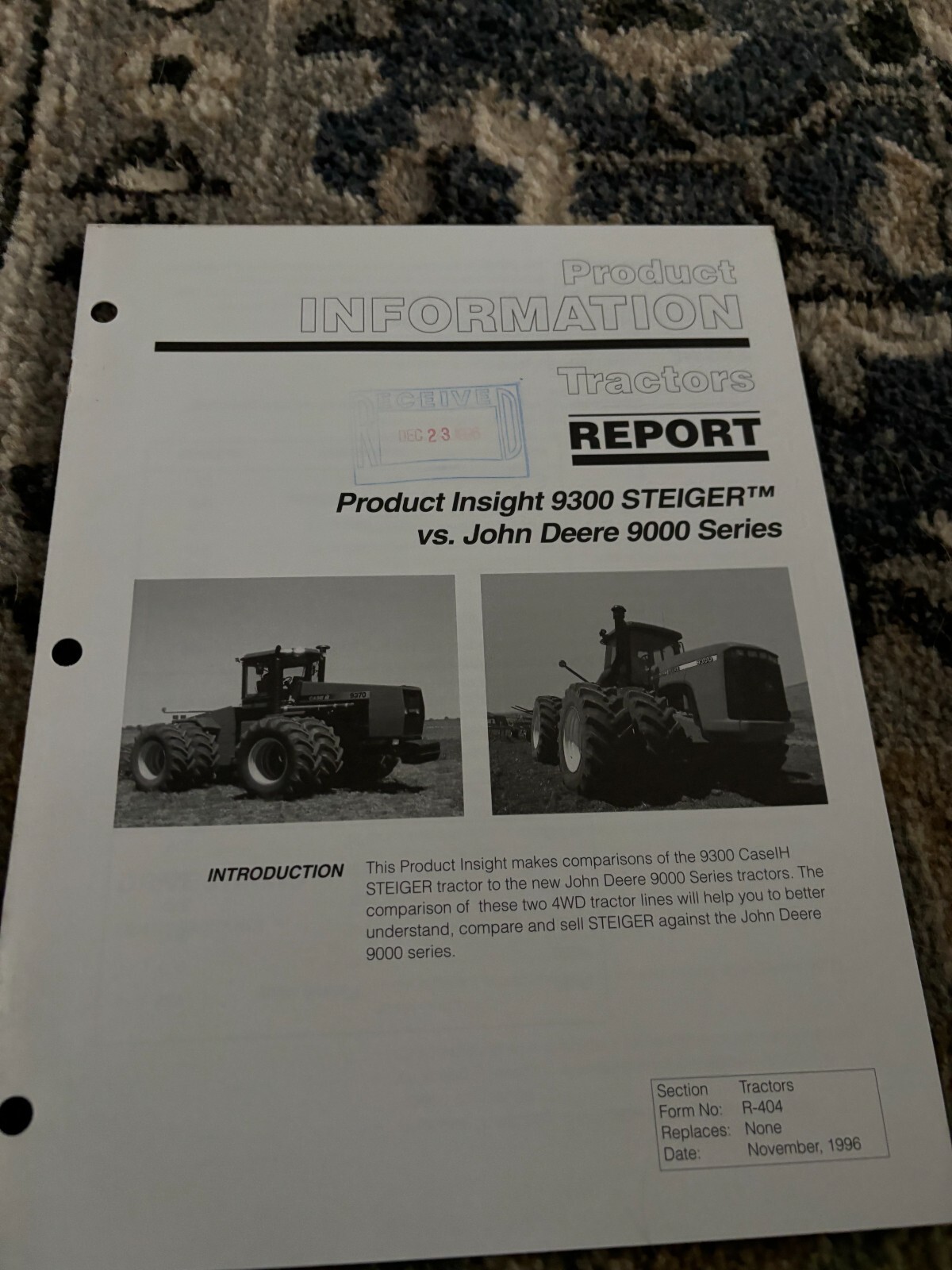 Case International 9300 Steiger Vs. John Deere 9000 Series Brochure FCCA24