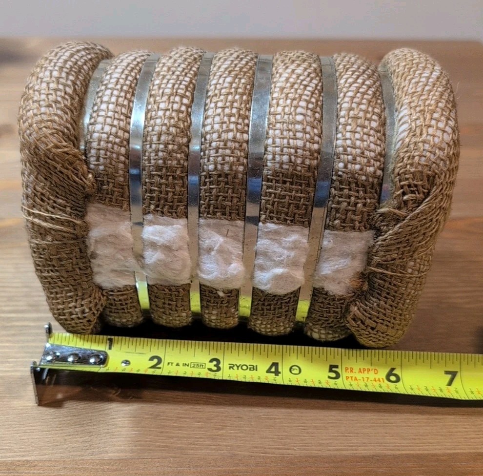 Vintage 6&Prime; Cotton Bale Wrapped In Burlap With Metal Bands Marked Prosper Coop