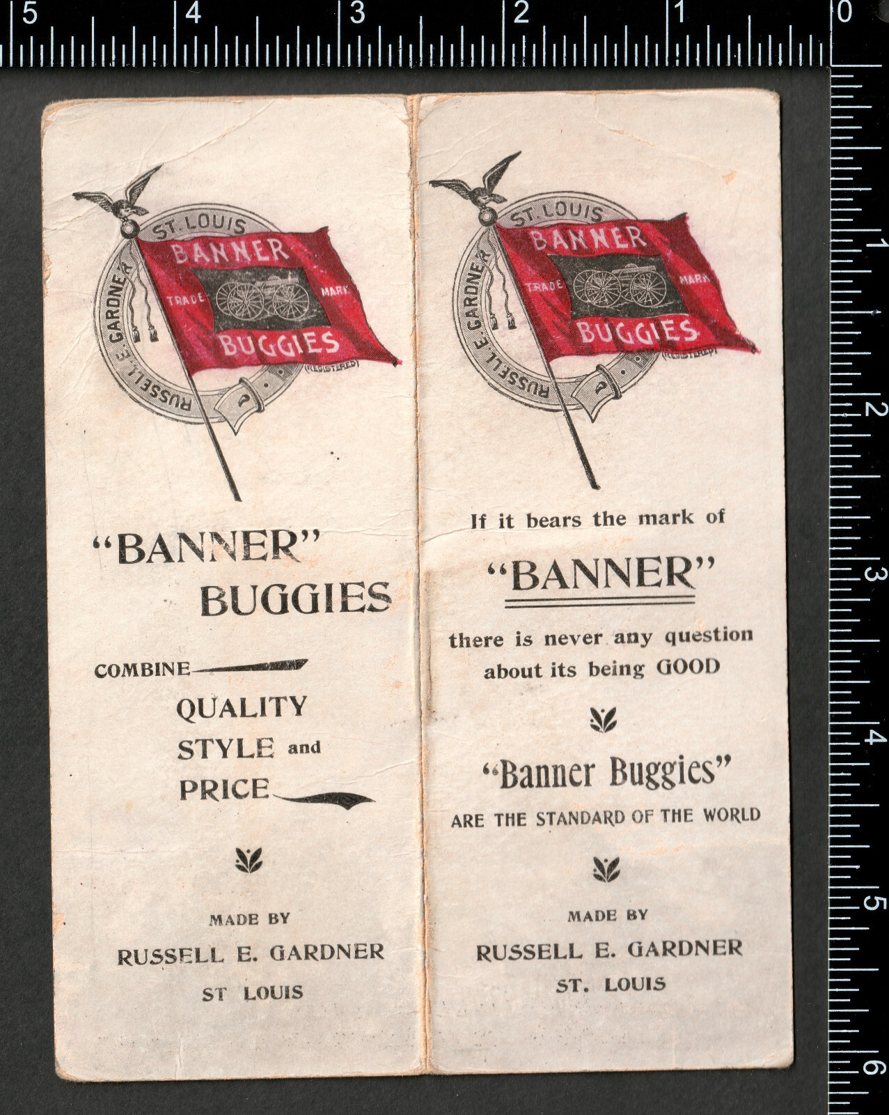 Banner Buggy St Louis Pop-Up 3D Can-Can Kicker Novelty Farm Trade Card SR.fr.bw