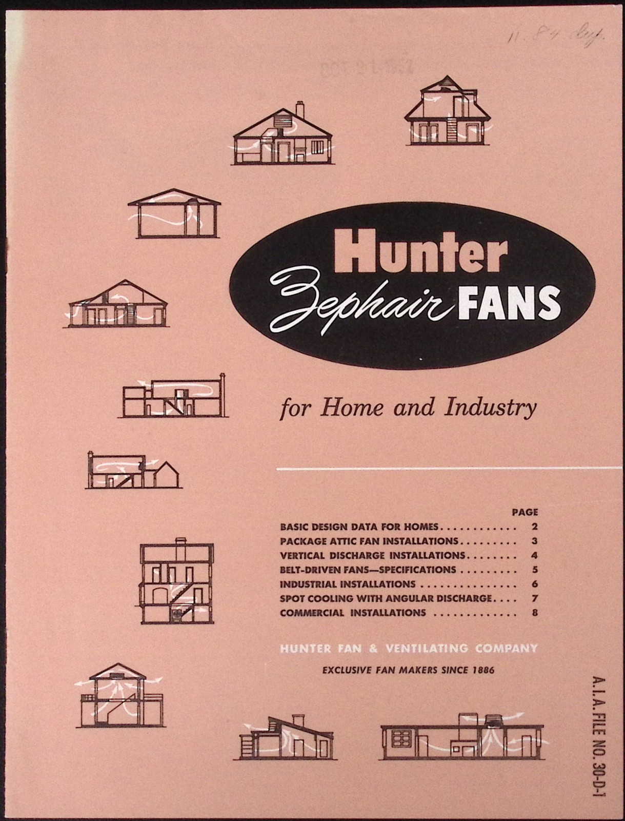 1952 Hunter Zephair Fans for Home & Industry Brochure Hunter Fan Ventilation Co