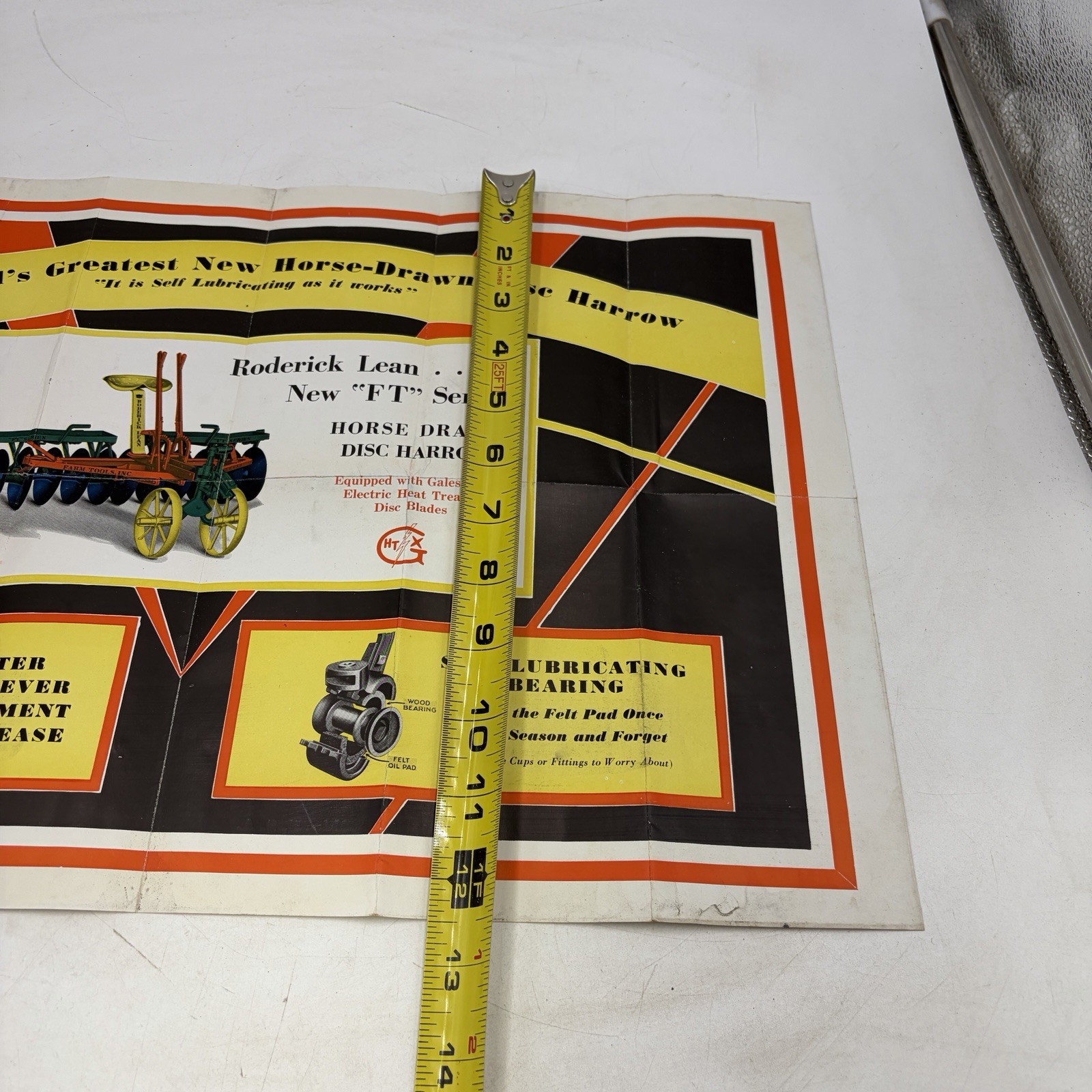VTG 1938 RODERICK LEAN DISC HARROW ADVERTISING POSTER/BROCHURE! MANSFIELD, OH!