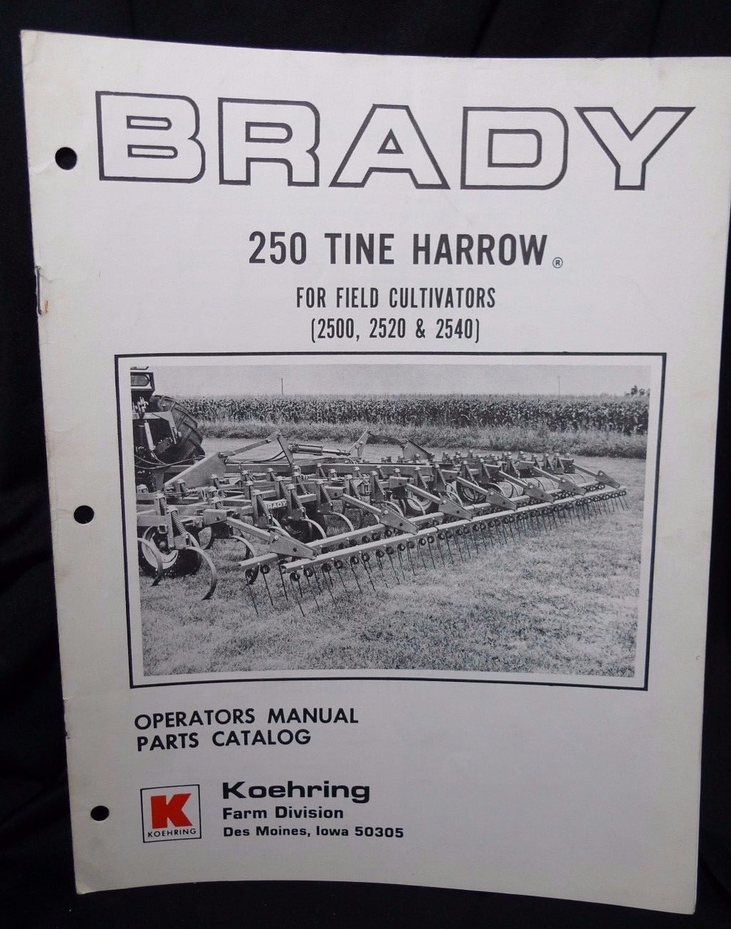 Brady 250 Tine Harrow Operators Manual Parts Catalog Koehring Farm Division