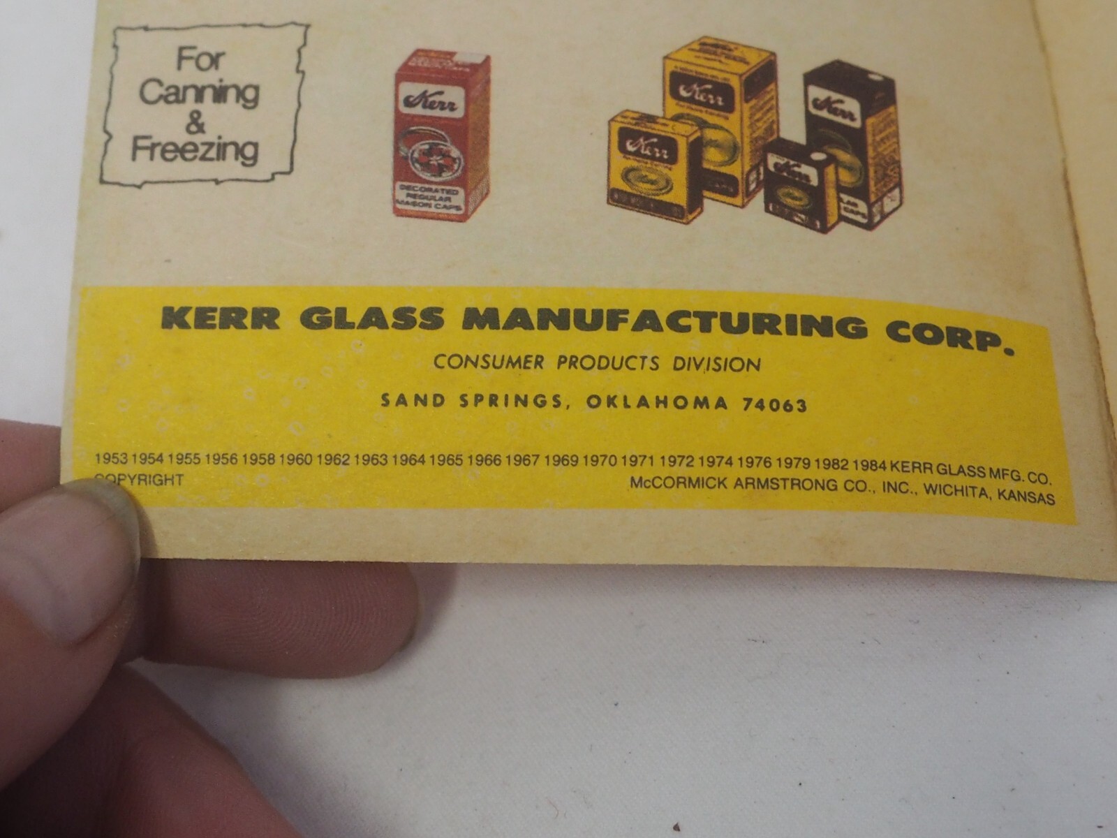 1984 Kerr Self Sealing Instruction Guide to Home Canning & Freezing Pamphlet