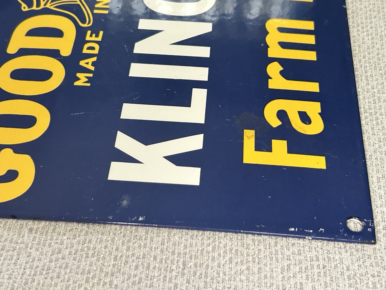 Vintage Porcelain Goodyear Klingtite Farm Belts Metal Sign