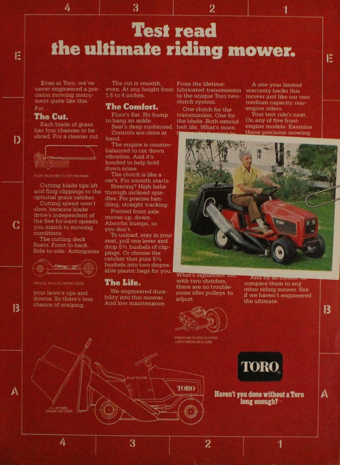 Toro Riding Lawn Mower Tractor Picture Magazine Ad Vtg Original Wall Art Decor