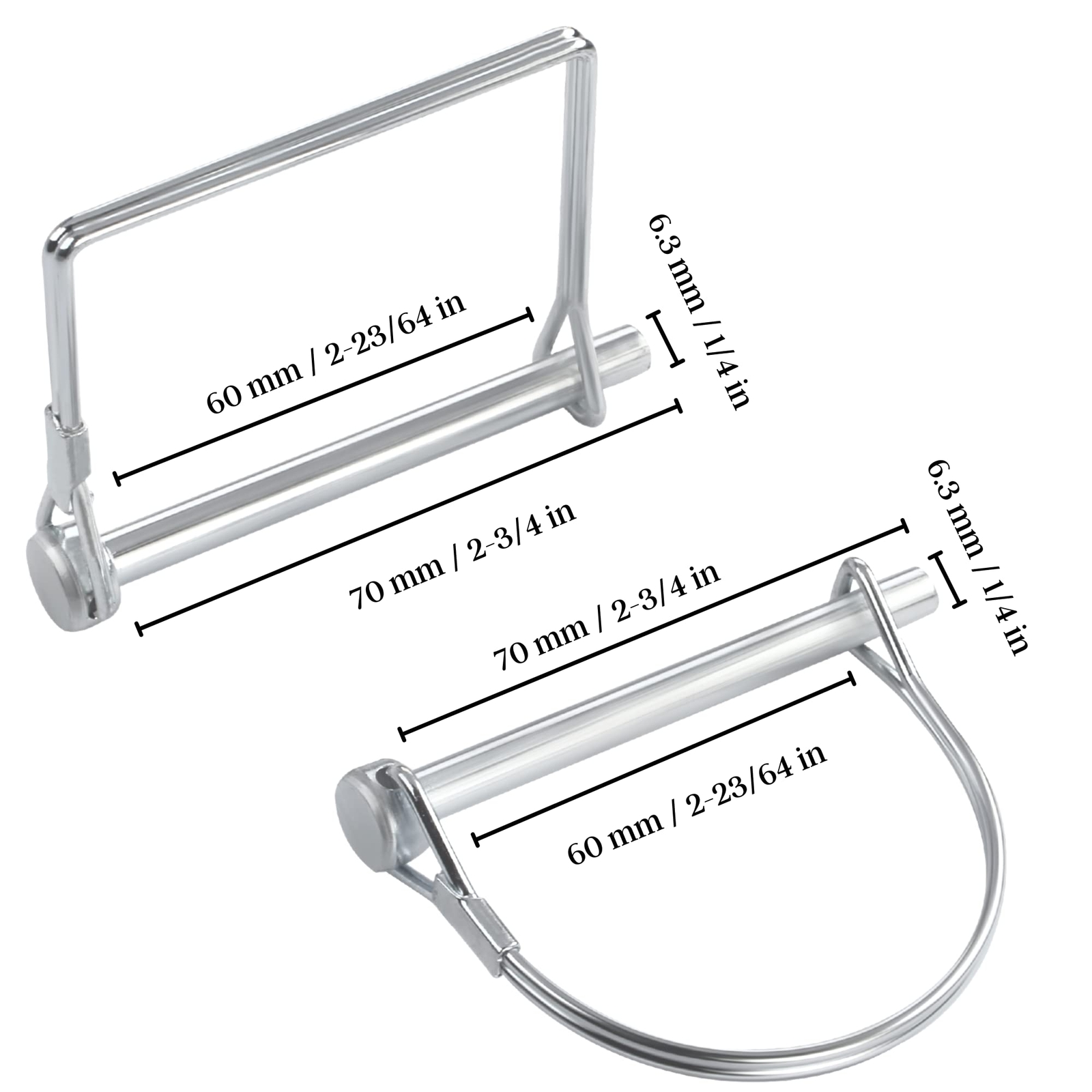 10) Trailer Pin 2-3/4&Prime;x1/4&Prime; (L x W) – Shaft Locking Coupler Pin Heavy Duty