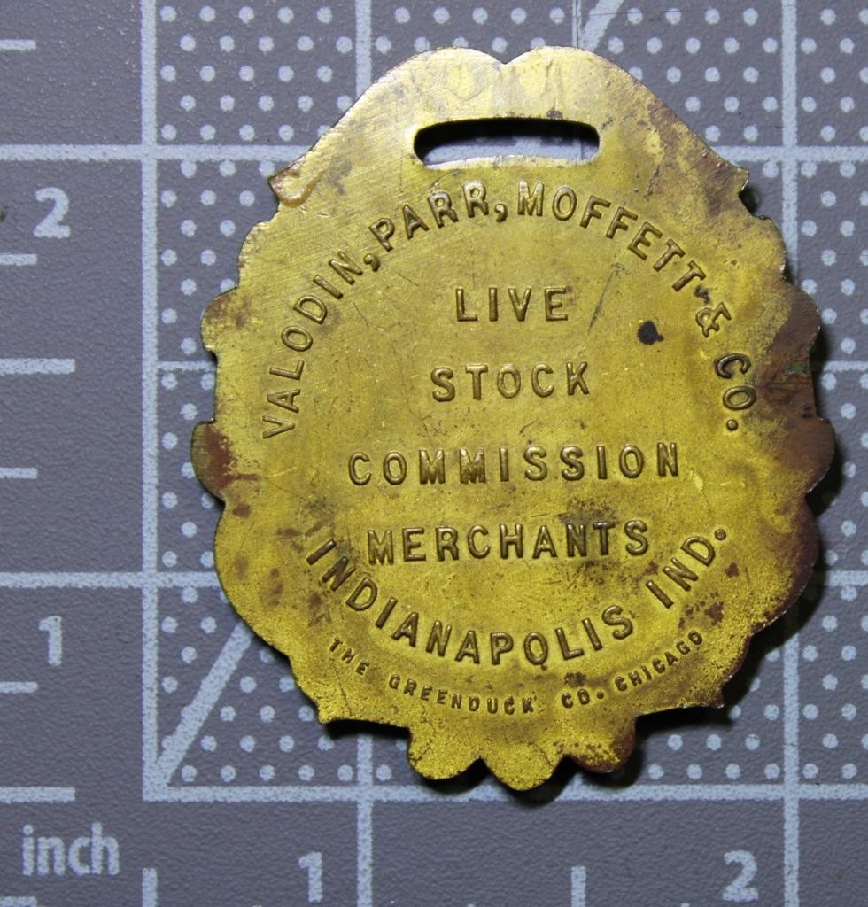 Valodin Parr Moffett & Co Live Stock Commission Indianapolis Watch Fob Tra17-32
