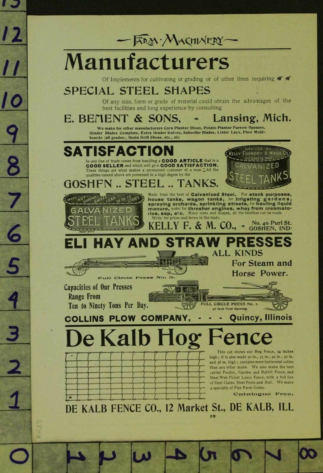 1897 AG FARM CASE SULKY PLOW RACINE WISCONSIN EQUESTRIAN WORK HORSE AD RR39