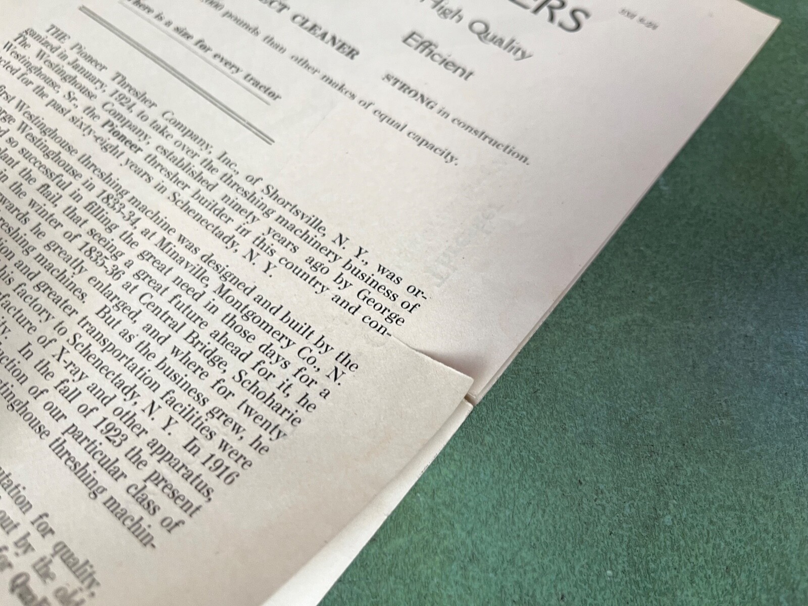Original Pioneer Thresher Sales Brochure 1924