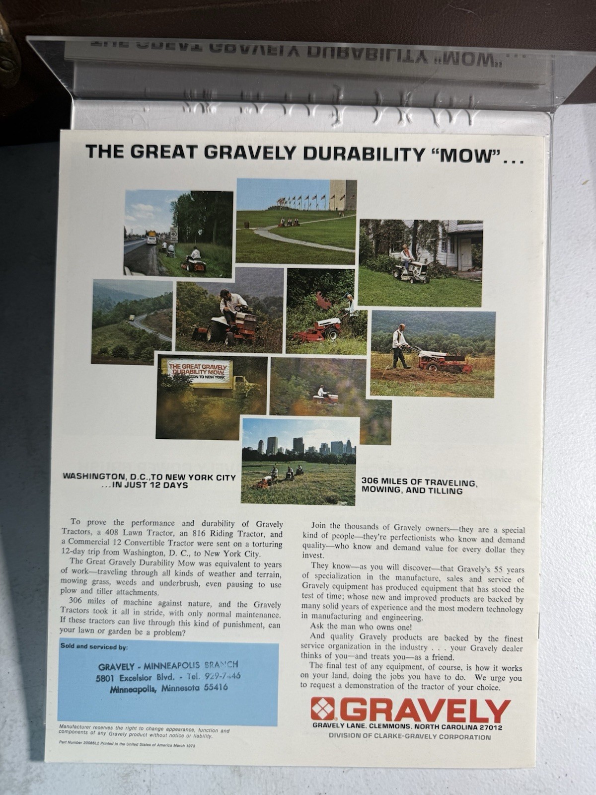 Gravely Riding Tractors Advertising Brochure March 1973 Agriculture Original