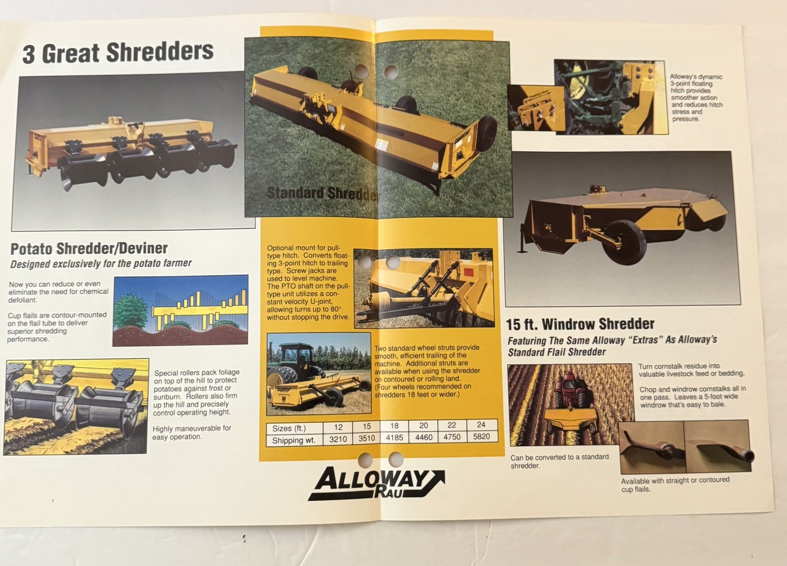 Vtg 1992 Farm Equipment Alloway Rau Shredders Dealer Sales Brochure Showroom