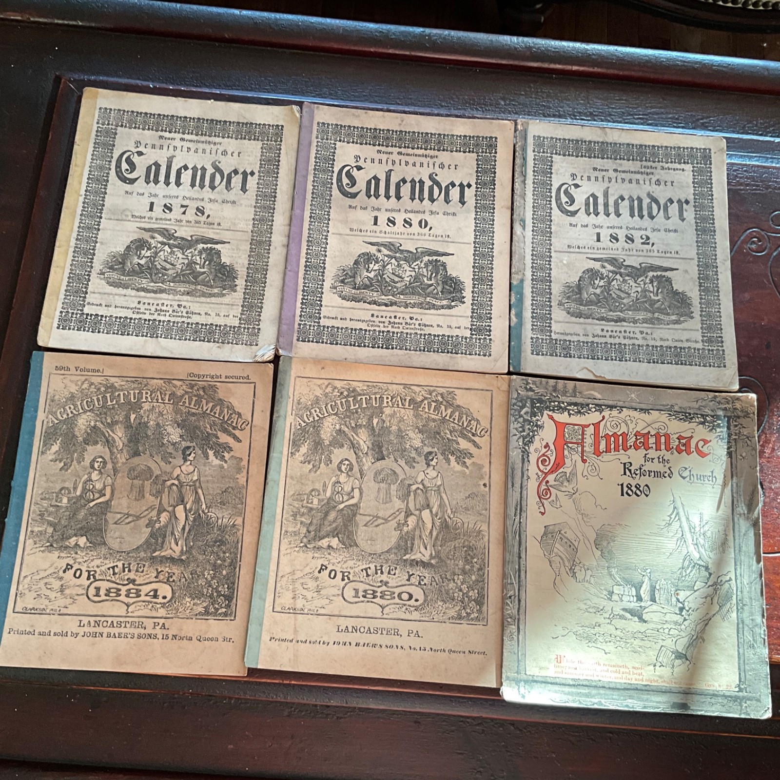 Antique LOT of 24 AGRICULTURAL ALMANACS 1837-1967 English German 19th C.