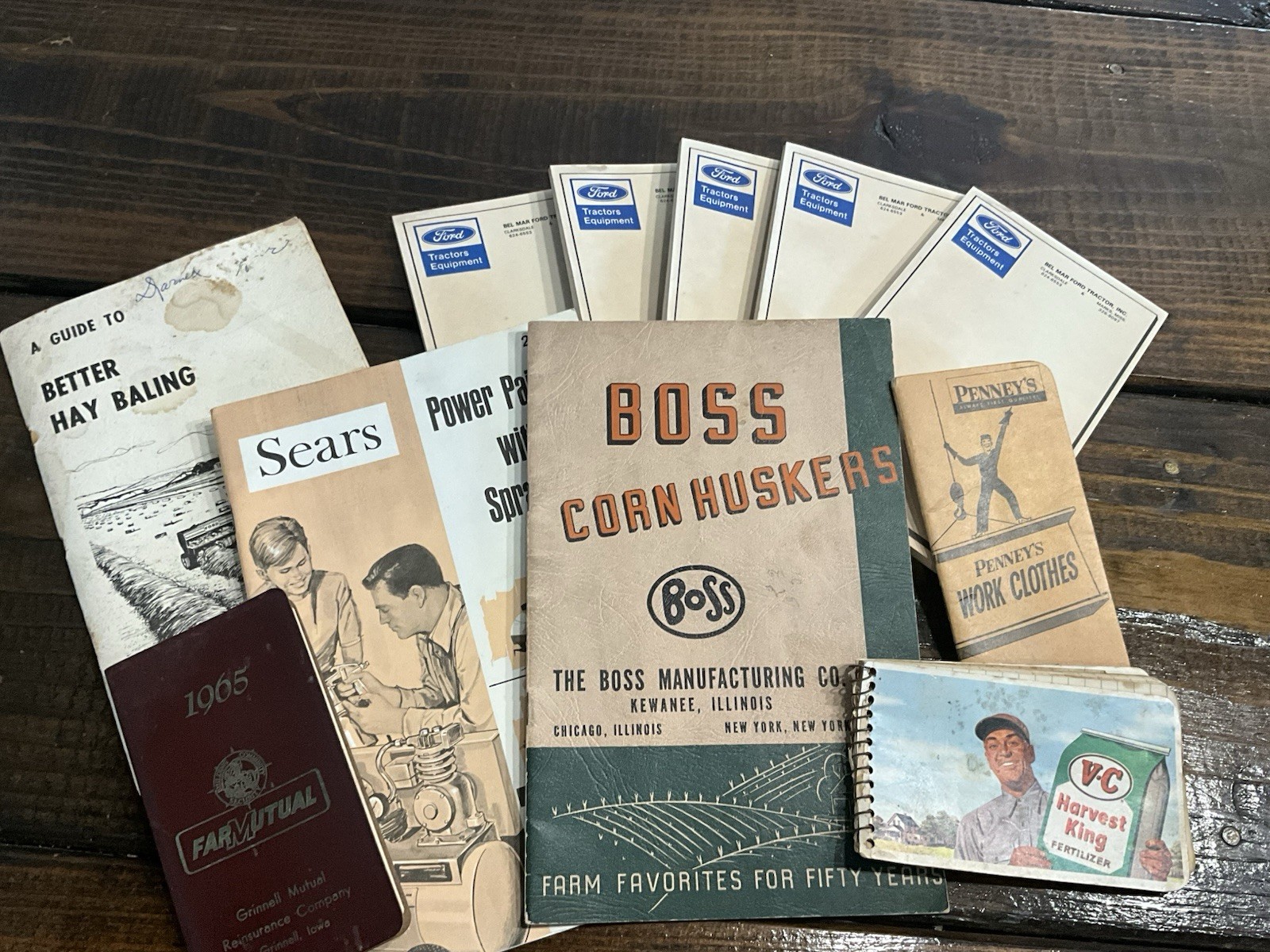 Vintage Assorted Lot Of Farm Memorabilia Pamphlets Notebooks Ford Boss Sears