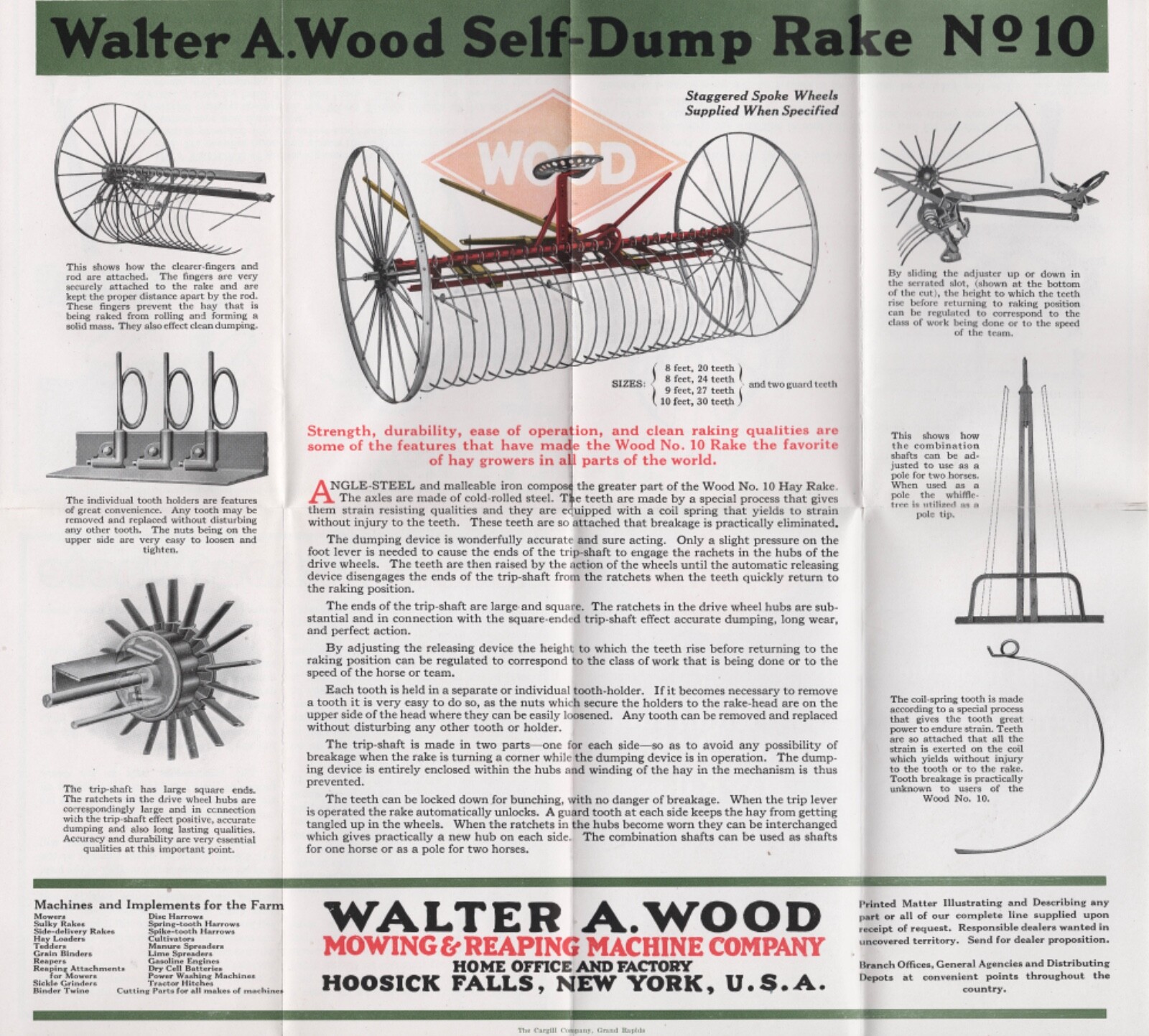 CA 1930 WALTER WOOD FLYER HAY RACKS TEDDERS AGRICULTURE MACHINERY FARM TOOLS