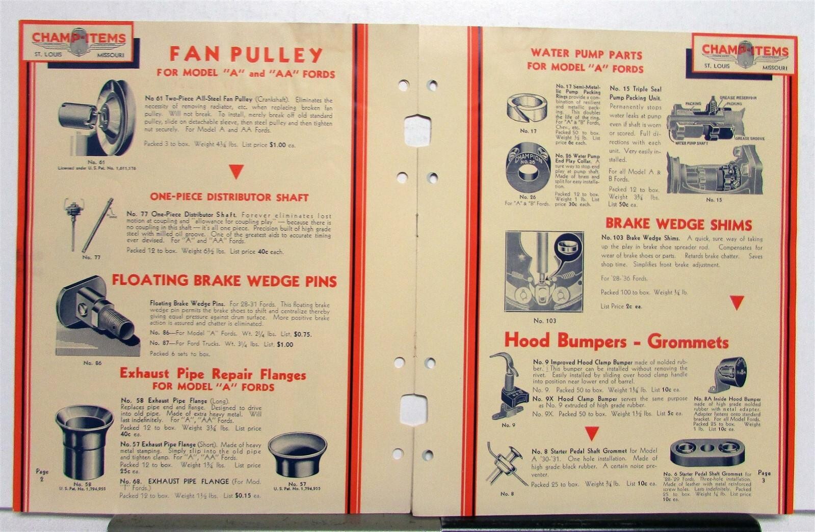 1936 Champ-Items Anti-Rattler Service Items Ball Socket Motor Supports Catalog