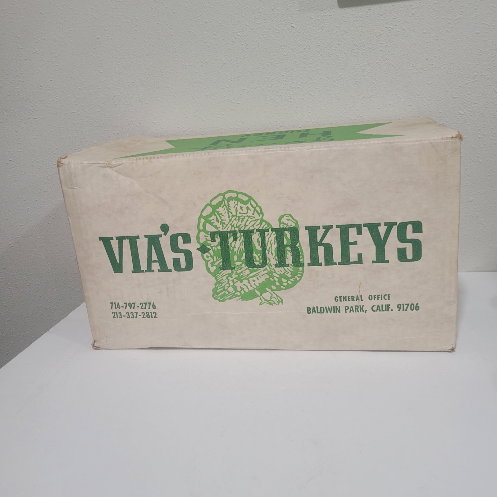 Vintage Cardbord Box Via&rsquo;s Turkeys Yucaipa Baldwin Park