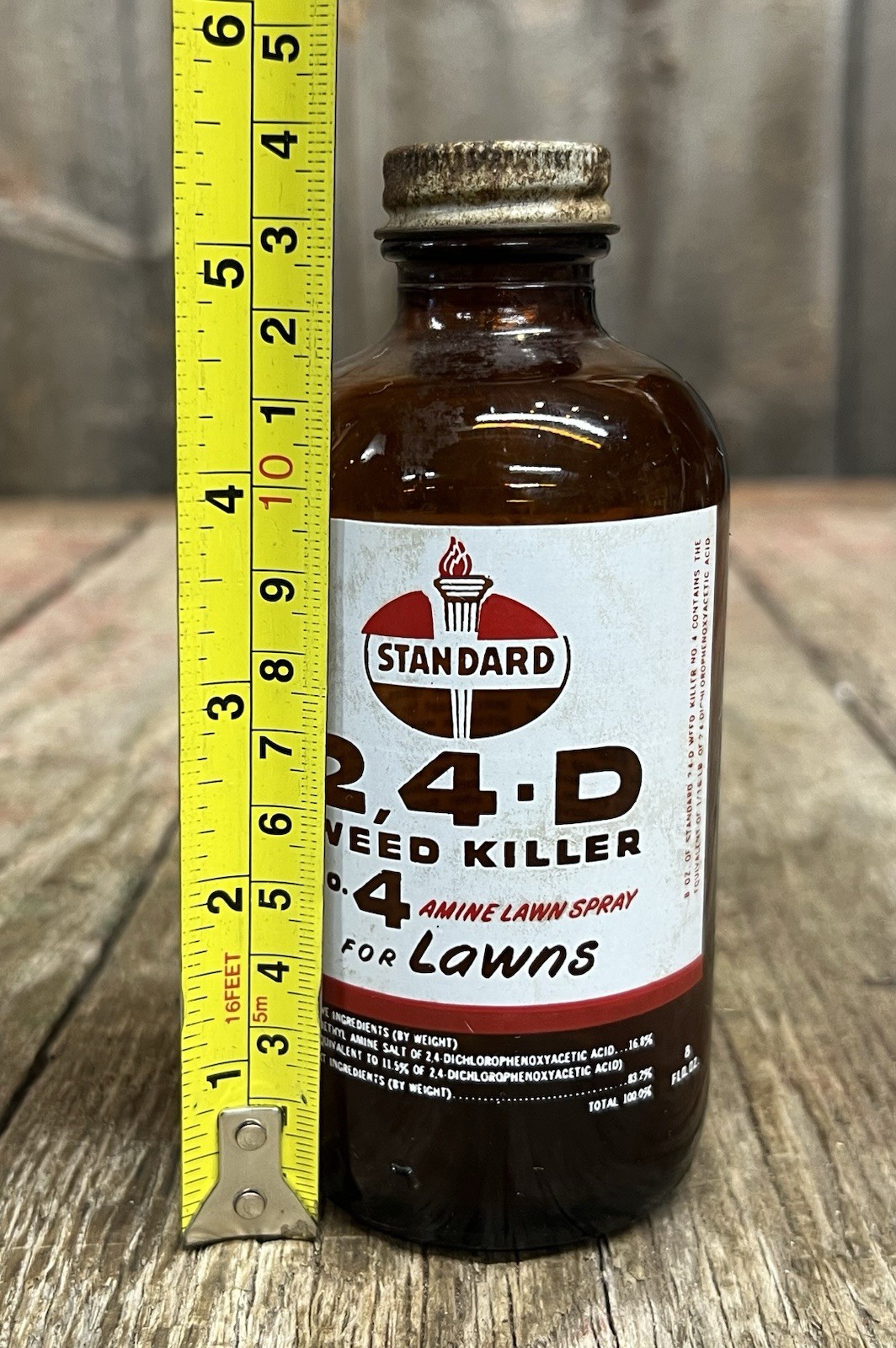 Vintage STANDARD 2,4 -D Weed Killer No. 4 Glass Bottle Empty