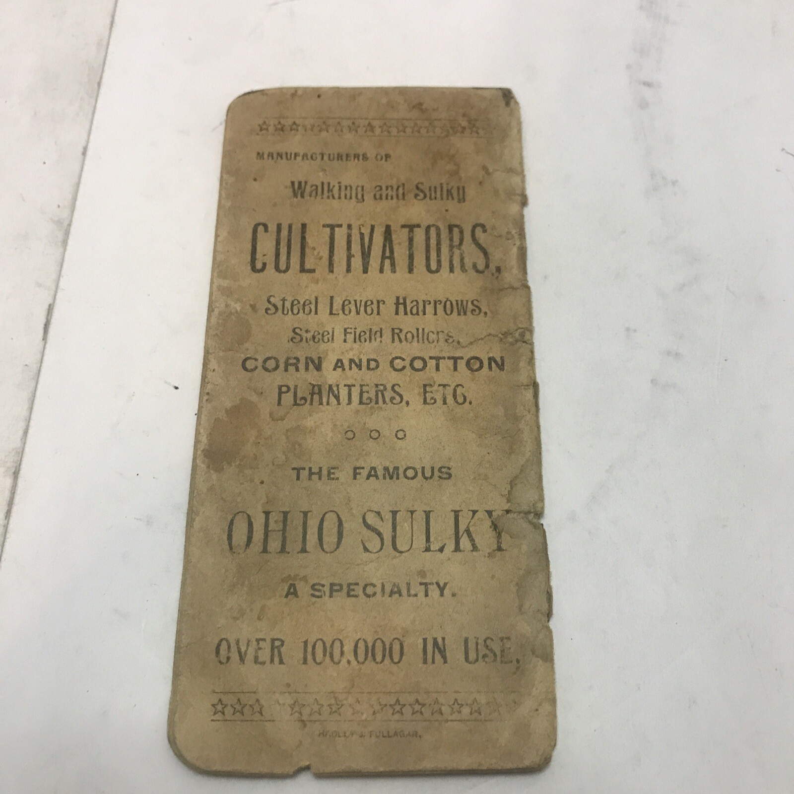 Vintage ￼Ohio Cultivator Co. Walking And Suiky Advertising Notebook￼
