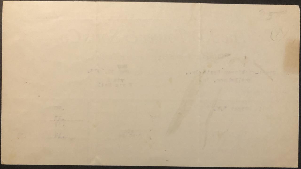 1913 Invoice J. D. Tower & Sons Co. Riding & Walking Cultivators Mendota, Il.
