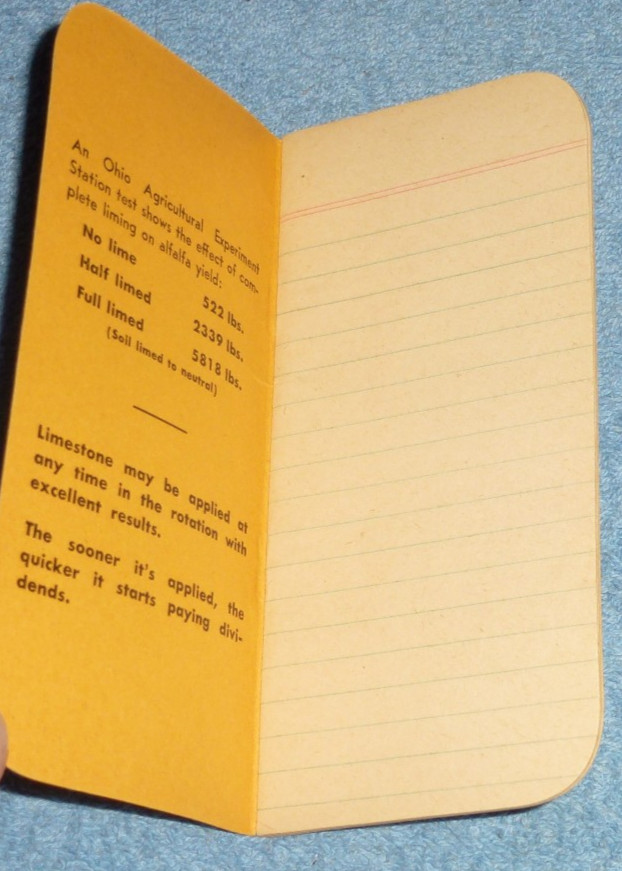 Vintage Piqua Pulverized Limestone Ohio Pocket Memo Notebook 1959 1960 Calendar