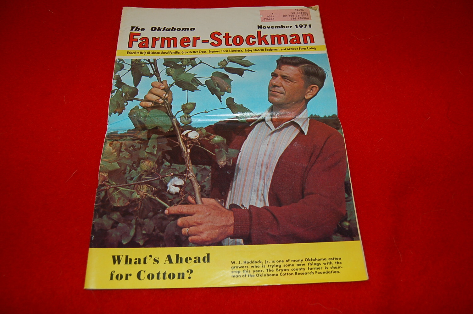 Vintage Oklahoma Farmer Stockman November 1971 Issue What&rsquo;s Ahead for Cotton
