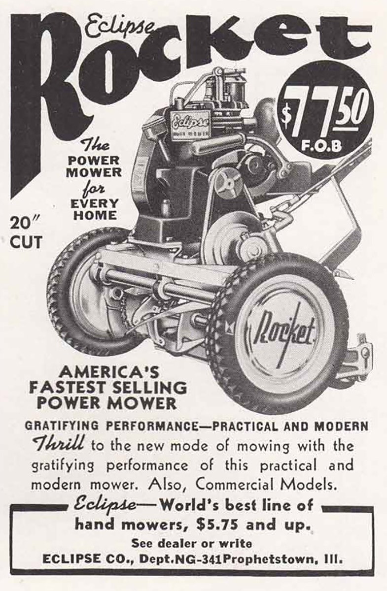 1941 Eclipse Rocket Mower: Power Mower for Every Home Vintage Print Ad