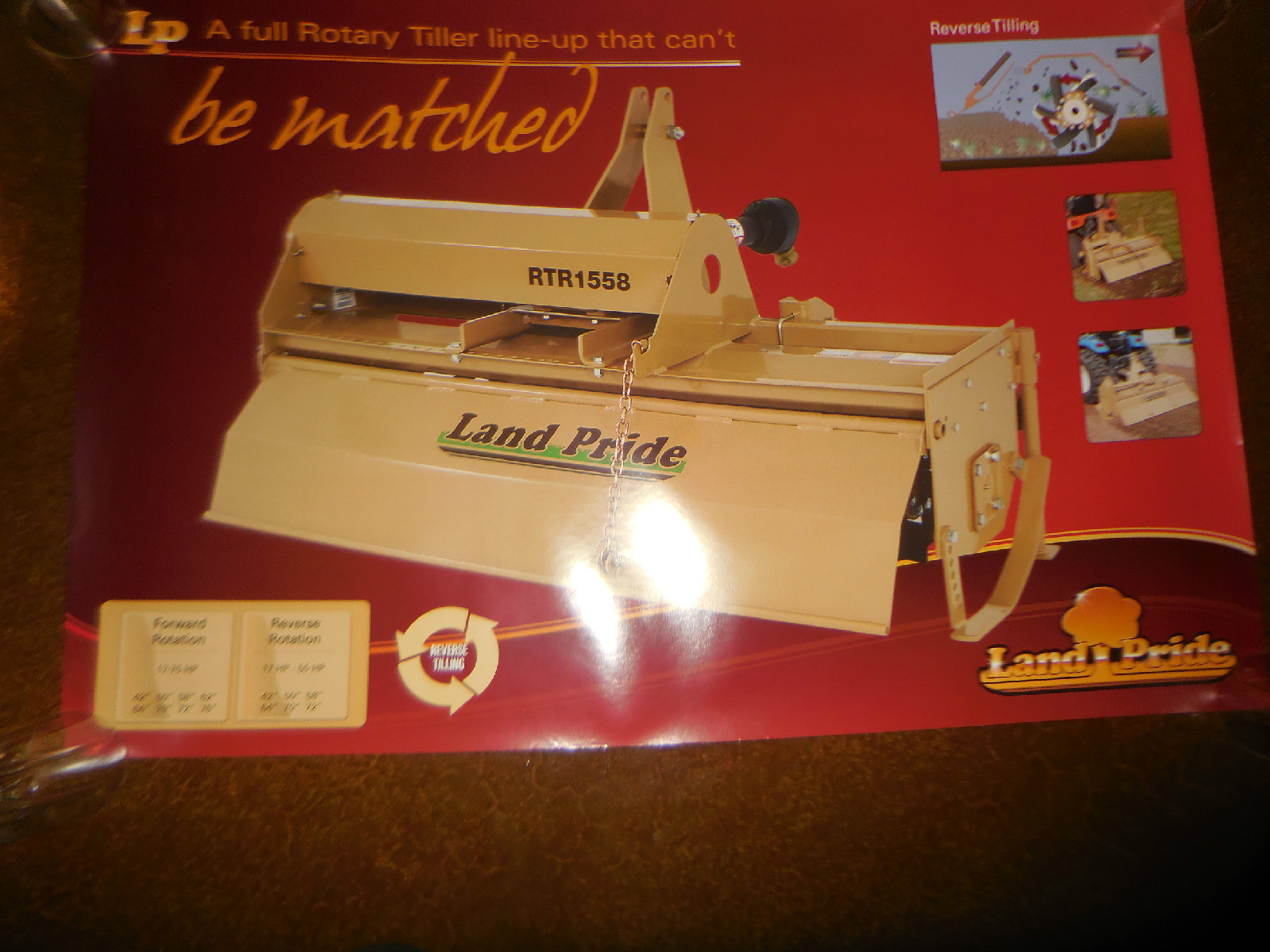 Original Land Pride Dealer Sales Poster Rotary Tiller RTR 1558 24&Prime; X 36&Prime; NOS