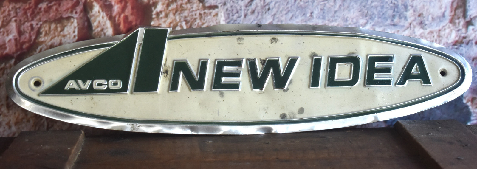 Vintage Avco New Idea Farm Implement Aluminum Advertising Emblem Sign