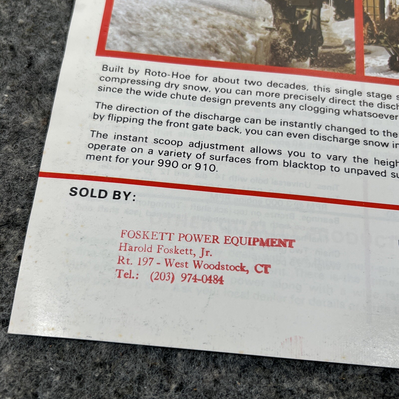 Roto-Hoe 910 990 190 Walk-Behind Tiller Snow Garden Tractor Color Sales Brochure