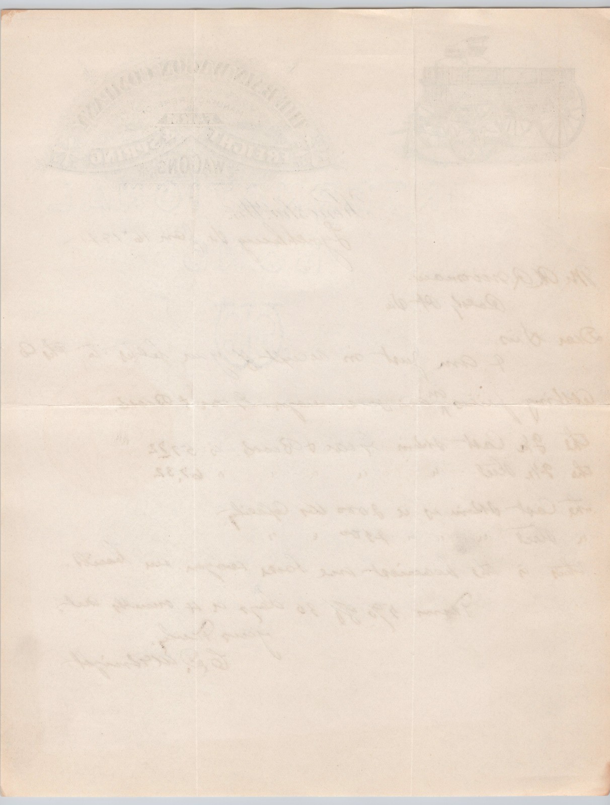 1921 Bain Wagon Co Kenosha WI Freight Farm Spring Wagons Letterhead BH2-2