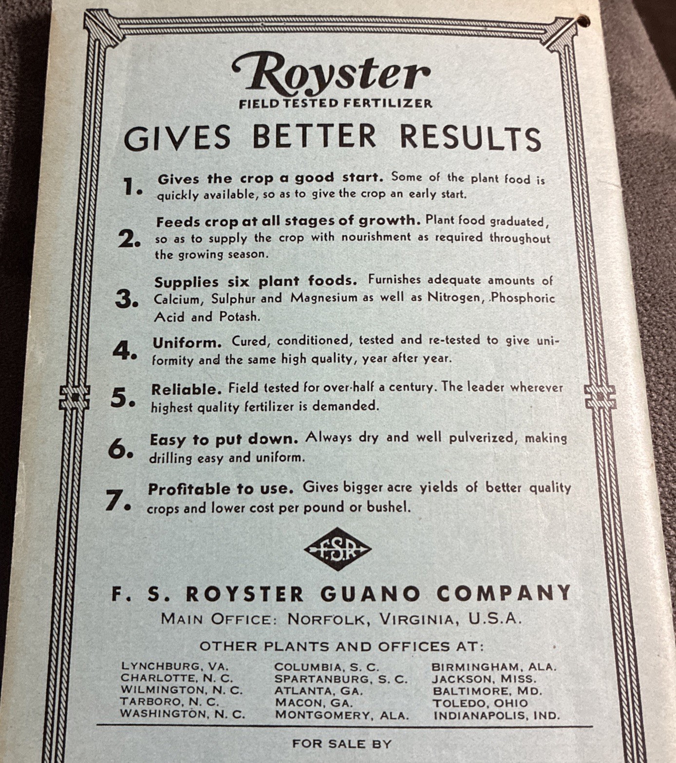 Roysters 1941 Farm Almanac 56th Year Edition Norfolk Va