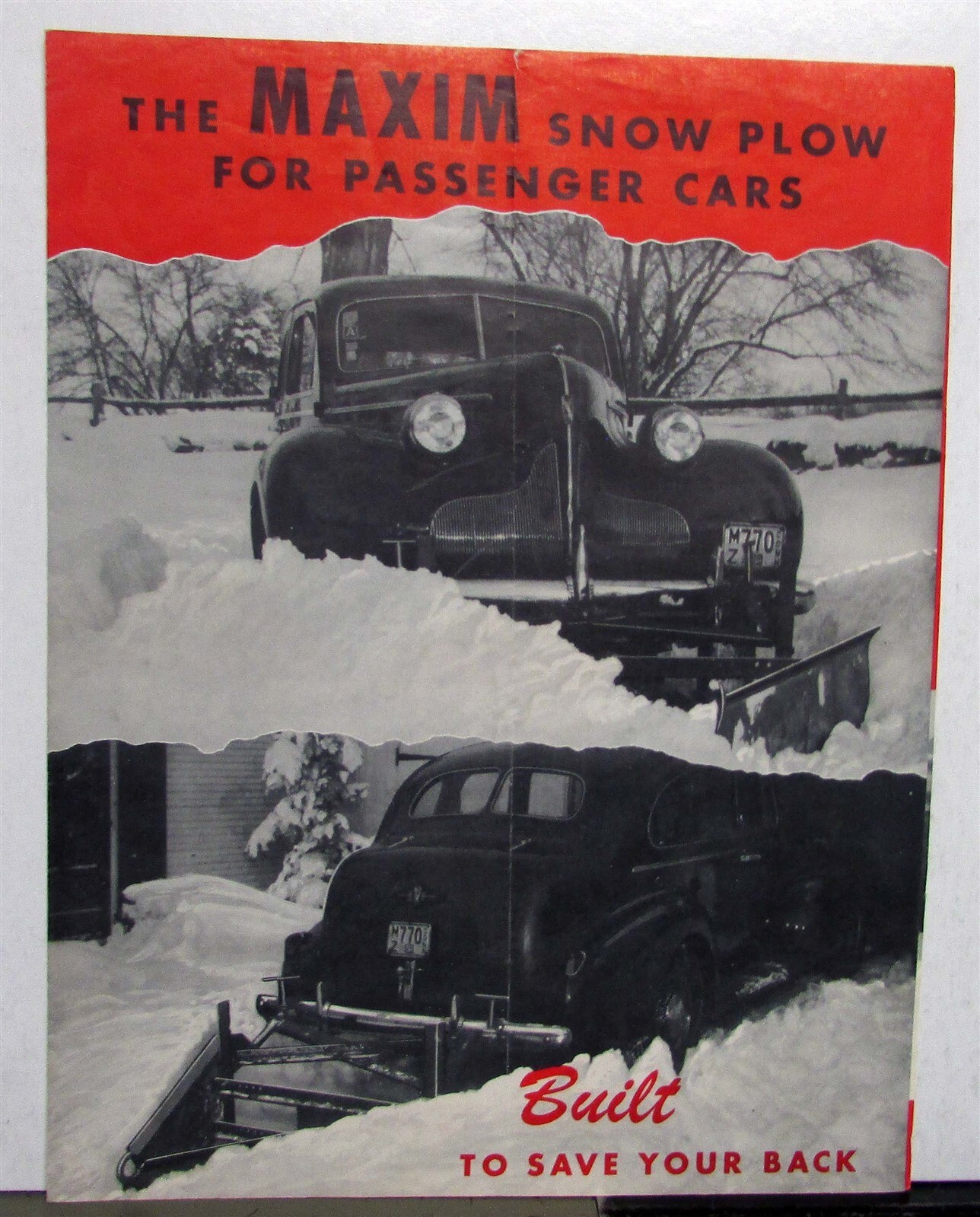 1946 Maxim Car Snowplow For Passenger Cars Specs Sales Folder