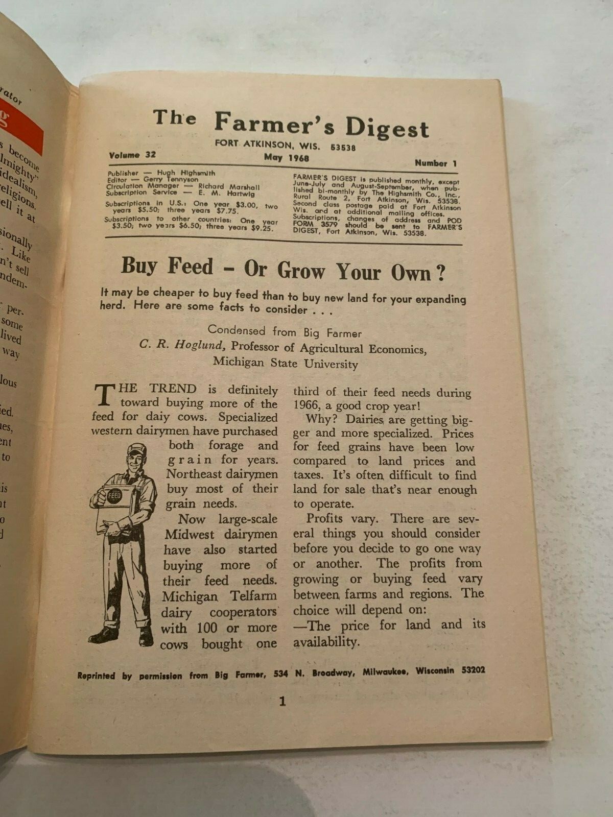May 1968 Farmers Digest Magazine Volume 32 Number 1