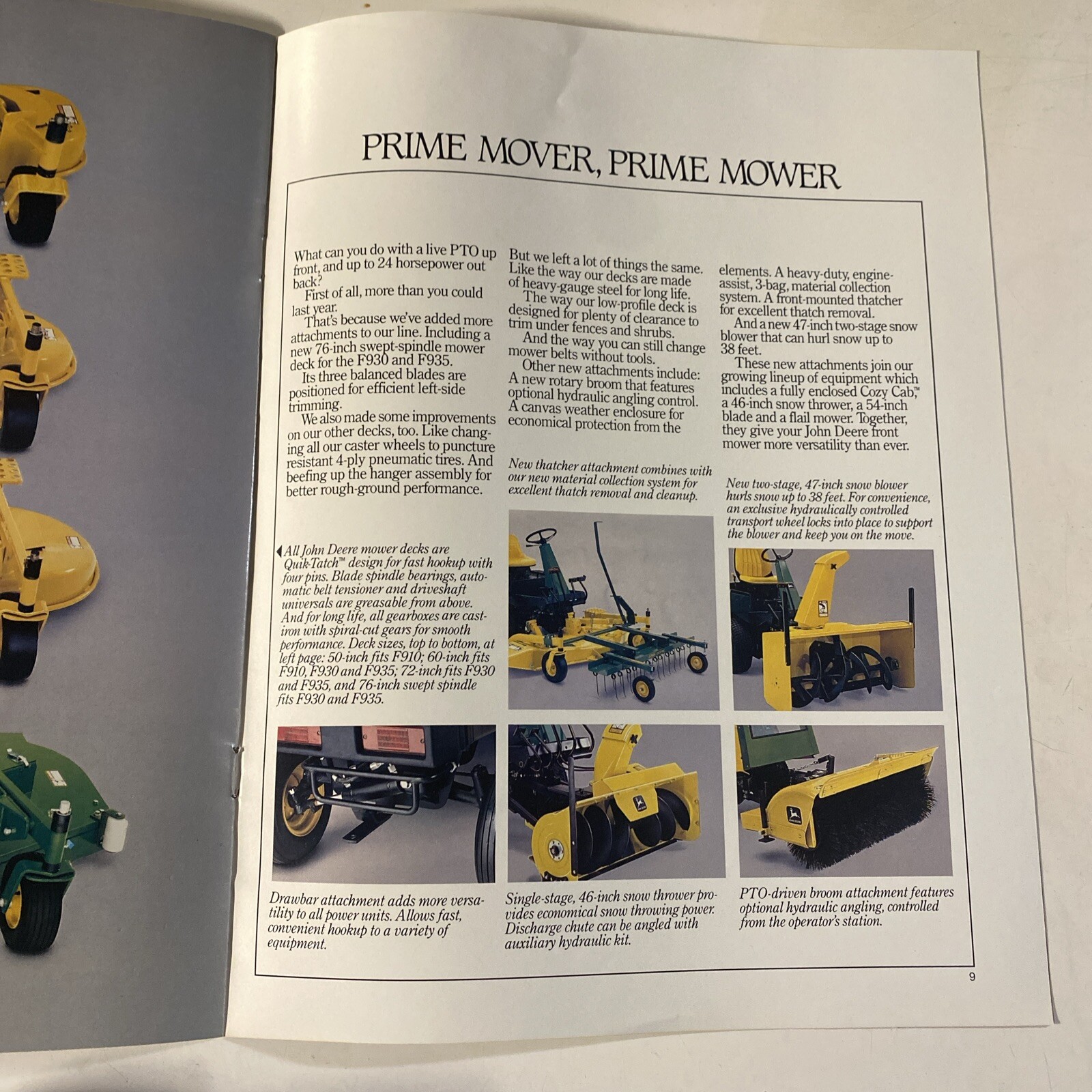 John Deere Front Mowers for 1985 Brochure