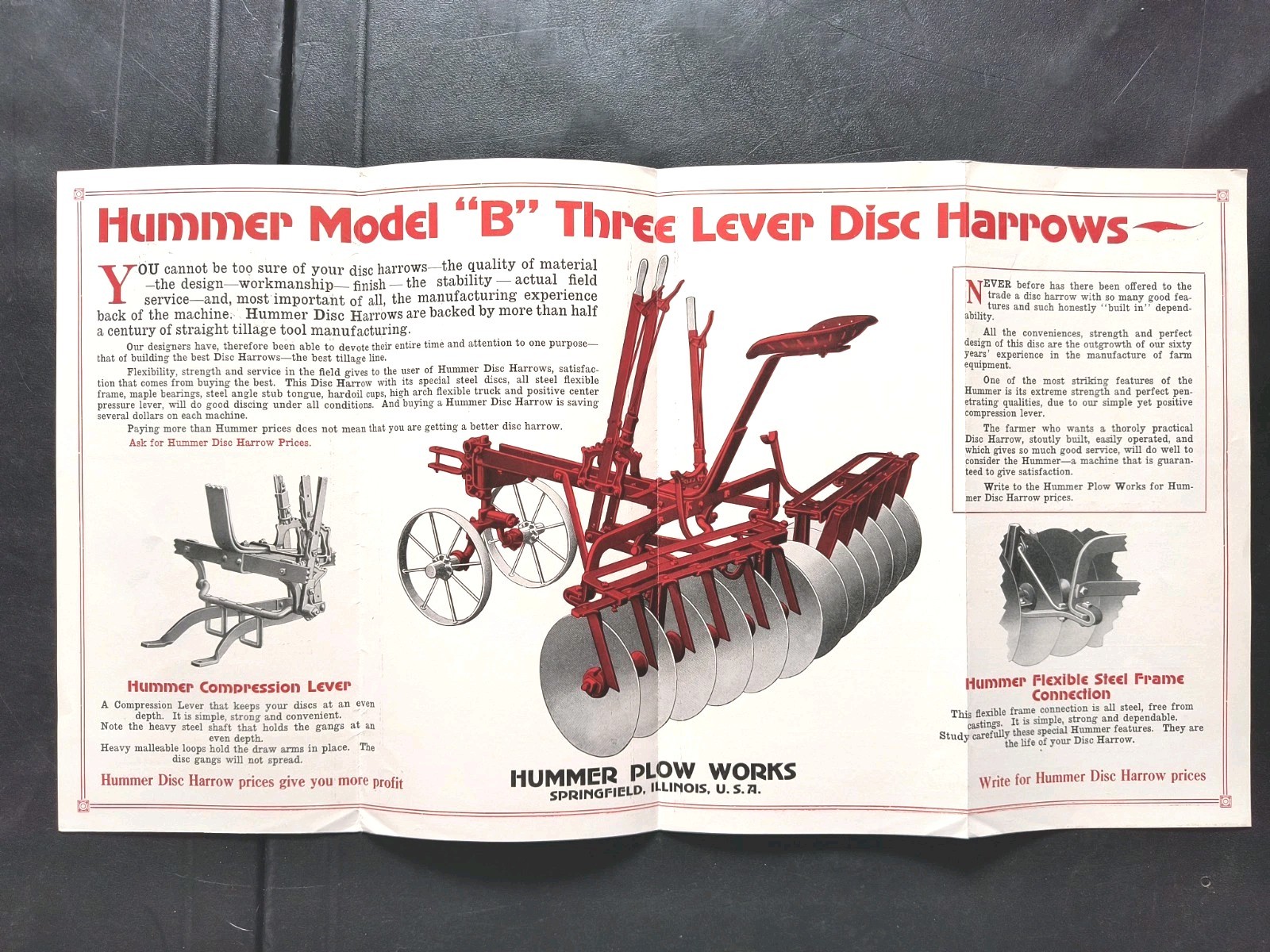 1920s Hummer Plow Works Sales Brochure Lot Springfield Ill. Farm Poster