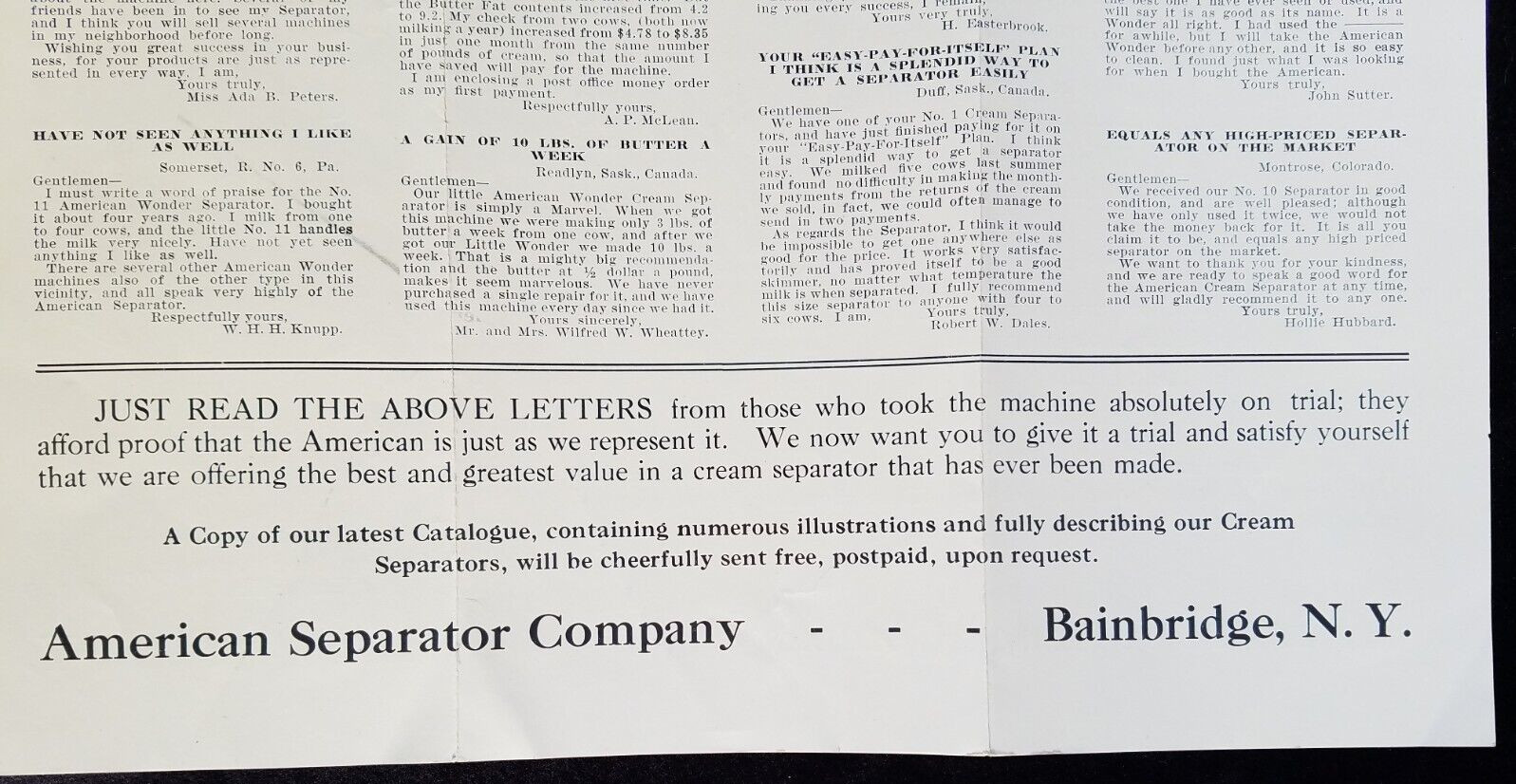 Old Dairy Advertising American Cream Separator Bainbridge NY Agriculture Farm