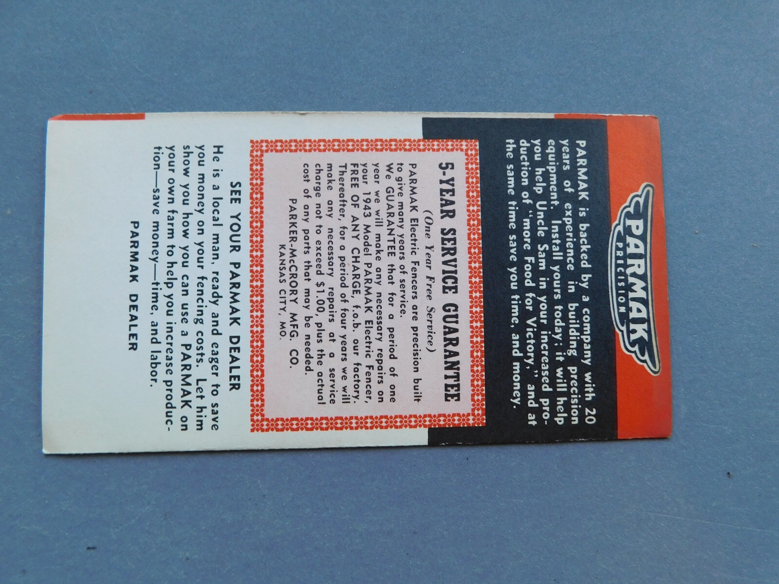 Parmak Precision Electric Fencing – 1943 advertisement brochure