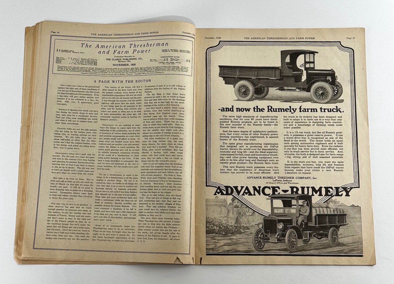 The American Thresherman & Farm Power MAGAZINE November 1920 MADISON, WIS.