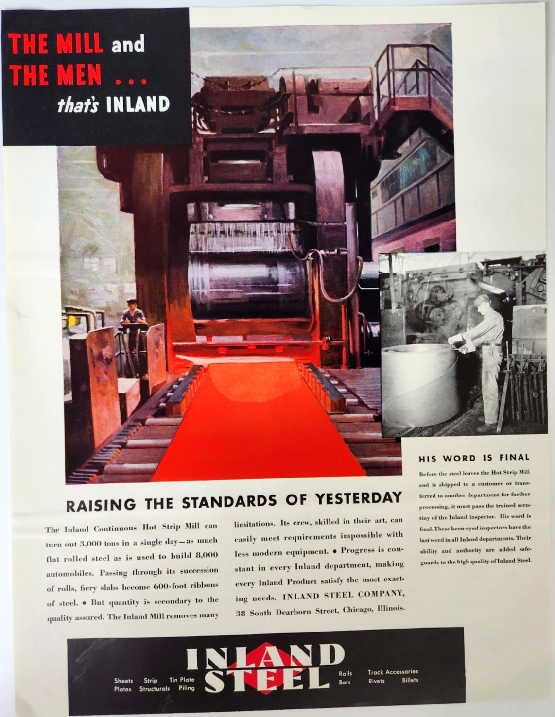 Inland Steel Hot Strip Mill Industry Chicago IL Vintage 1935 Magazine Print Ad