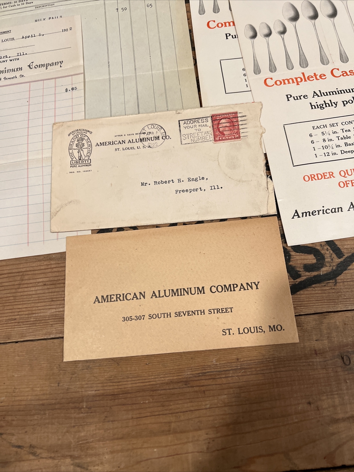 1922 & 1923 American Aluminum Co St Louis MO Paper Letter Brochure Ephemera