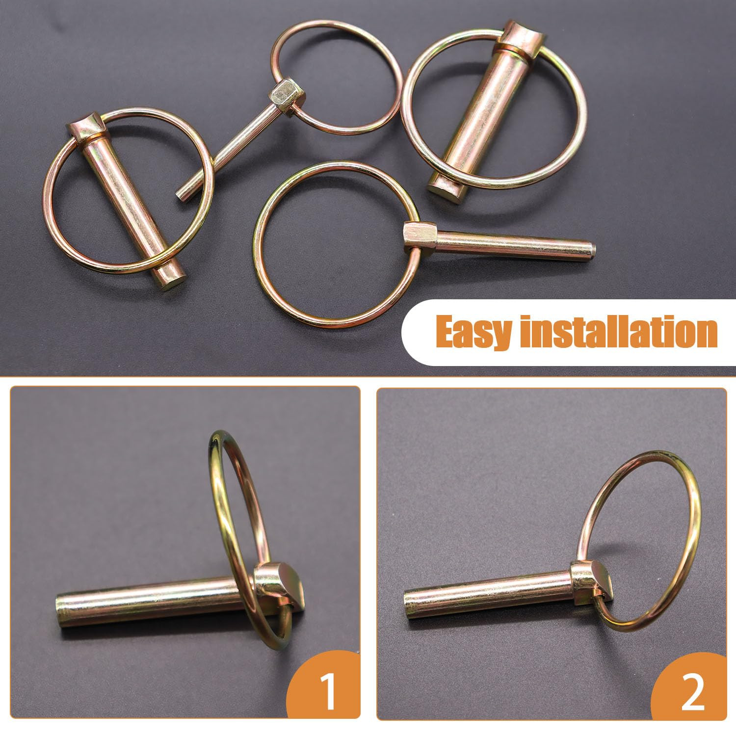50PCS Heavy Duty Lynch Pin Assortment Kit Tractor Pins Linch Pins Ring Clips PTO