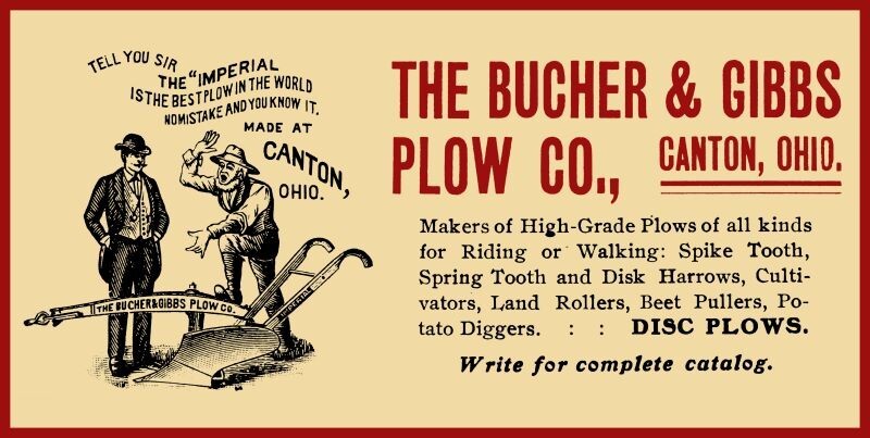 Bucher & Gibbs Plow Co. of Canton, OhiO NEW Sign 18×36&Prime; USA STEEL XL Size 8 lbs