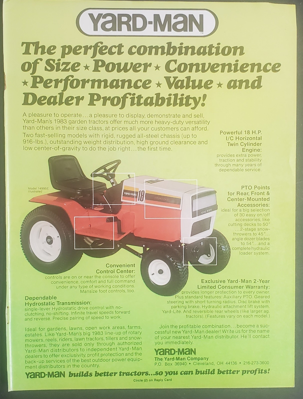 Yard-Man 18 Horsepower Garden Tractors 1983 Advertisement