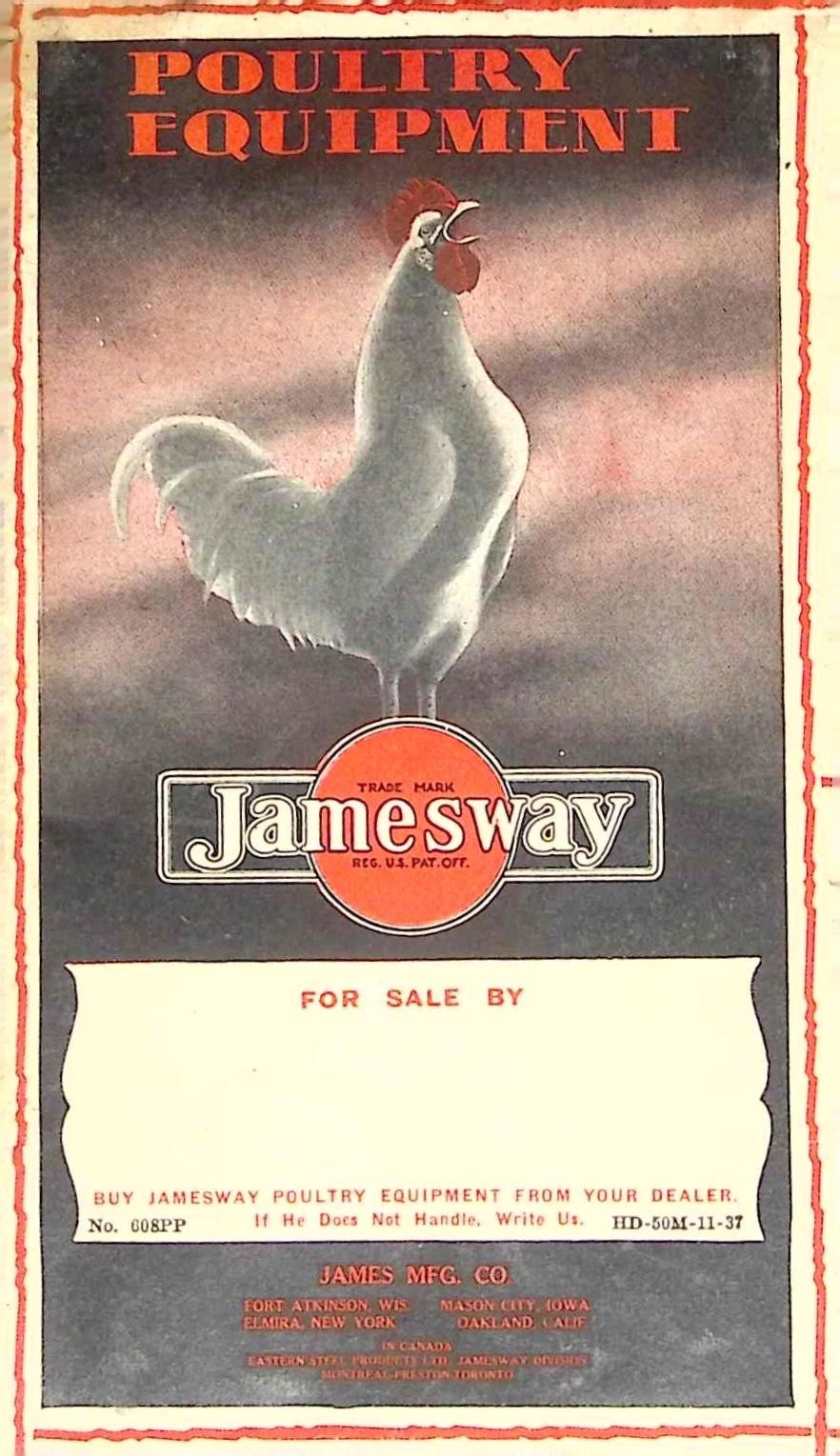 1937 Jamesway Poultry Equipment Catalog Brochure Chicken Farm Supplies Iowa